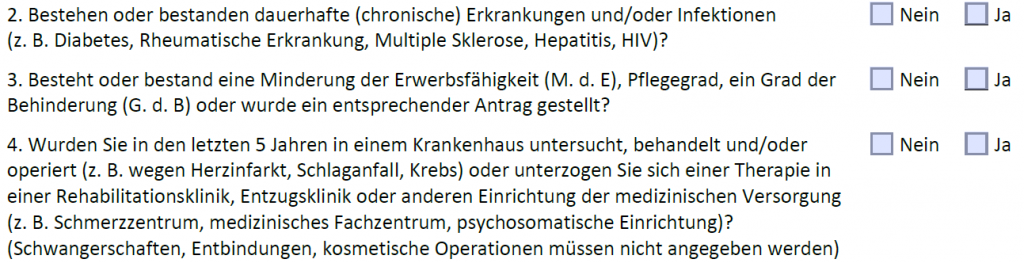 Gesundheitsfragen - Nürnberger Grundfähigkeitsversicherung Sonderaktion - 2